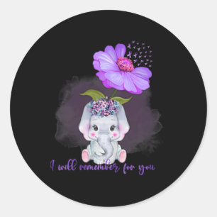 Heimerheimer Awareness Cute Elephant I'll Remember Classic Round Sticker
