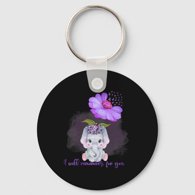 Heimerheimer Awareness Cute Elephant I'll Remember Keychain (Front)