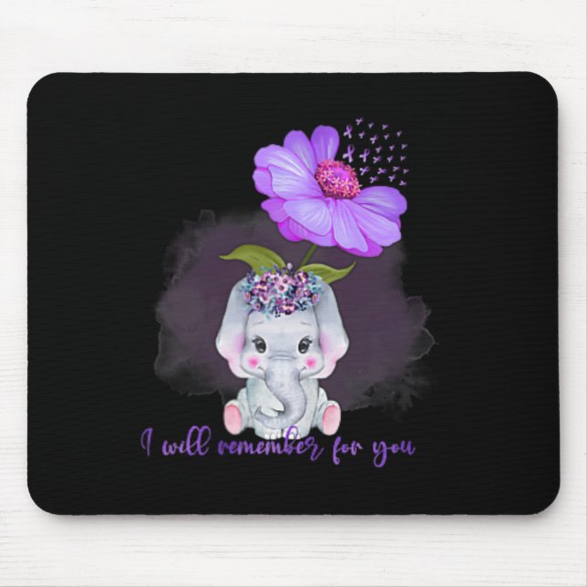 Heimerheimer Awareness Cute Elephant I'll Remember Mouse Pad (Front)