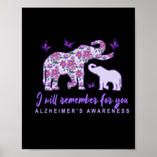 Heimerheimer Awareness Cute Elephant I'll Remember Poster