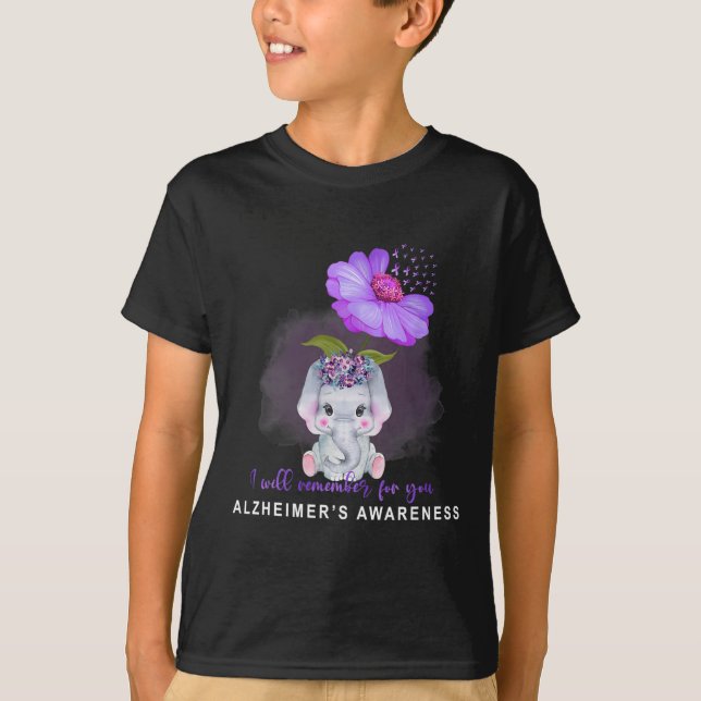 Heimerheimer Awareness Cute Elephant I'll Remember T-Shirt (Front)