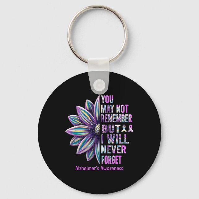 Heimerheimer Awareness Flower Remember Never Forge Keychain (Front)
