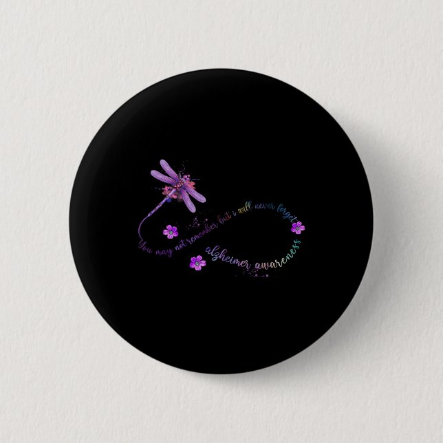 Heimerheimer Awareness Month Dragonfly Remember Wo 2 Inch Round Button (Front)