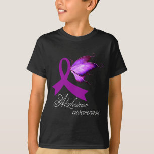 Heimerheimer Awareness Purple Ribbon And Butterfly T-Shirt