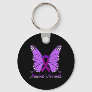 Heimerheimer Awareness Purple Ribbon The End Of He Keychain
