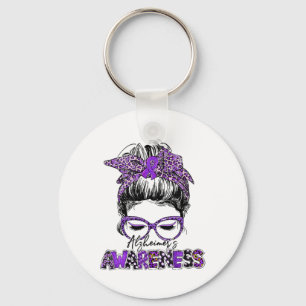 Heimerheimer Awareness Strong Purple Ribbon Women Keychain