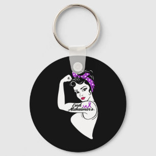 Heimerheimer Awareness Strong Purple Ribbon Women Keychain