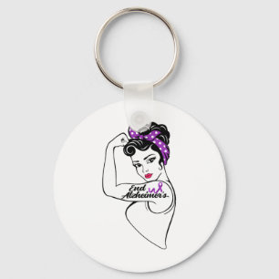 Heimerheimer Awareness Strong Purple Ribbon Women  Keychain