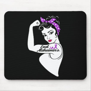 Heimerheimer Awareness Strong Purple Ribbon Women Mouse Pad