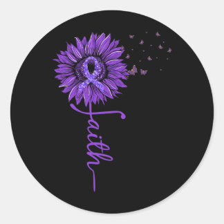 Heimerheimer Faith Sunflower Purple Heimerheimer’s Classic Round Sticker