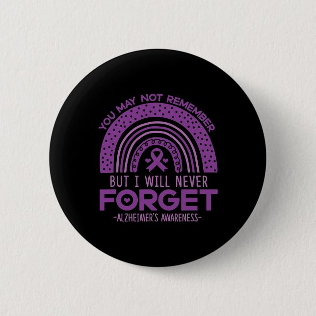 Heimerheimer Never Forget Dementia Patients Purple 2 Inch Round Button (Front)