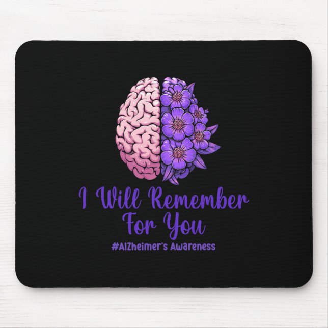 Heimerheimer Purple Floral Brain I Will Remember F Mouse Pad (Front)