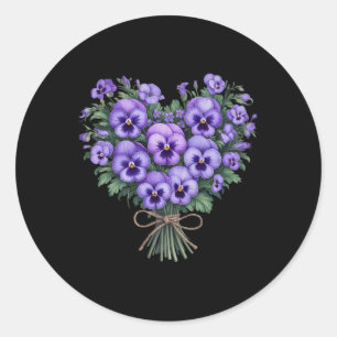Heimerheimer Purple Floral Pansy Dementia Heimerhe Classic Round Sticker