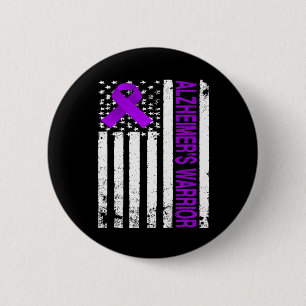 Heimerheimer Warrior Awareness - Usa Flag Purple R 2 Inch Round Button