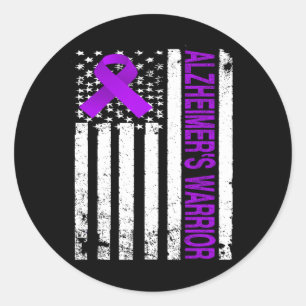 Heimerheimer Warrior Awareness - Usa Flag Purple R Classic Round Sticker