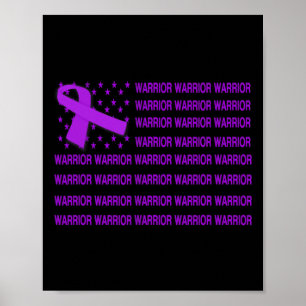 Heimerheimer Warrior Awareness - Usa Flag Purple R Poster