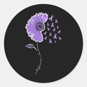 Heimerheimer Warrior Purple Sunflower Cute Ribbon Classic Round Sticker
