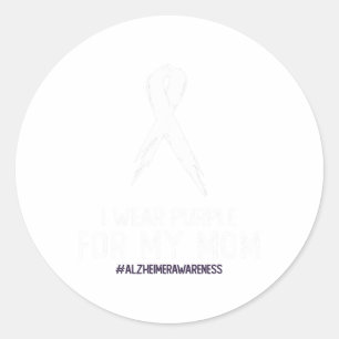 Heimerheimer's Awareness I Wear Purple For My Mom  Classic Round Sticker