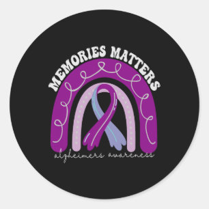 Heimerheimers Awareness Memories Problems Purple R Classic Round Sticker