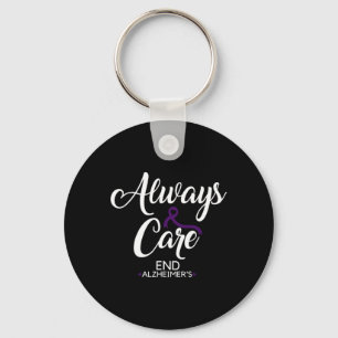 Heimerheimers Awareness Month Purple Ribbon Always Keychain