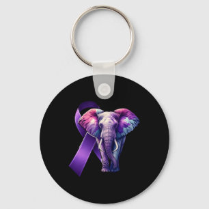 Heimerheimer's Awareness Support Purple Cute Eleph Keychain