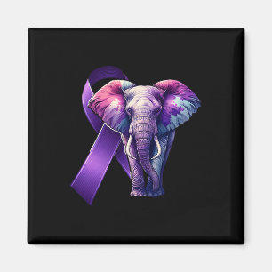 Heimerheimer's Awareness Support Purple Cute Eleph Magnet