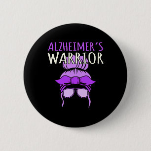 Heimerheimer's Warrior Awareness Purple Ribbon Mon 2 Inch Round Button