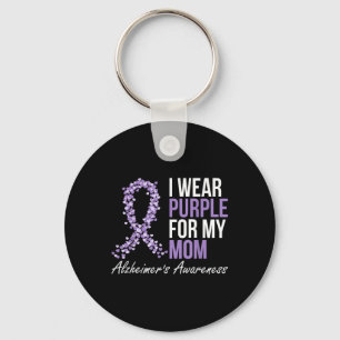 Heimers Awareness Dementia Mom I Wear Purple Ribbo Keychain