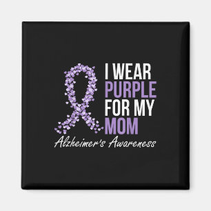 Heimers Awareness Dementia Mom I Wear Purple Ribbo Magnet
