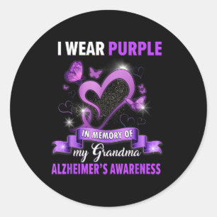 Heimers Awareness I Wear Purple In Memory Of My Gr Classic Round Sticker