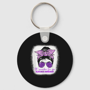 Heimers Awareness Messy Bun Purple Dementia Heimer Keychain
