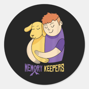 Heimers Awareness Month Ribbon Purple Dog Pet Classic Round Sticker