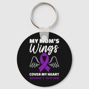 Heimers Awareness My Mom's Wings Cover My Heart  Keychain