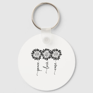 Heimers Awareness Peace Love Curee Sunflower Heime Keychain