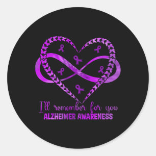 Heimer's Awareness Purple Ribbon Dementia Mom Dad  Classic Round Sticker