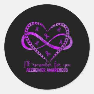 Heimers Awareness Purple Ribbon Dementia Mom Dad G Classic Round Sticker
