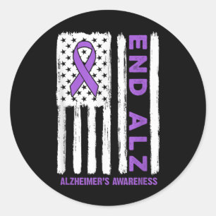 Heimers Shirt American Flag End Heimers Awareness  Classic Round Sticker