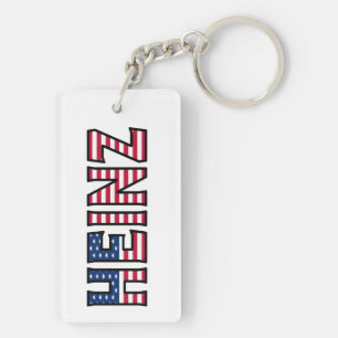 Heinz First Name USA Flag Keychain