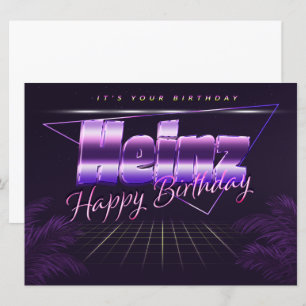 Heinz Name First name lila retro Map Birthday Card