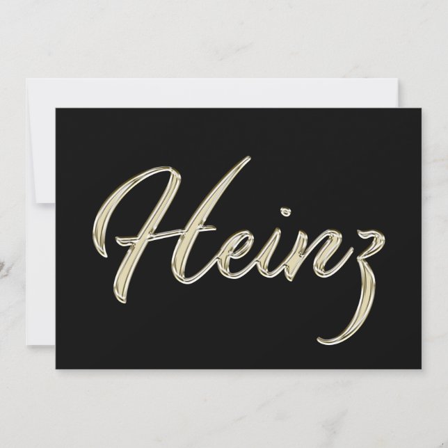 Heinz Name white gold Handwriting Card (Front)