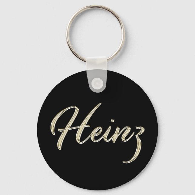 Heinz Name whitegold Button Schlüsselanhänger Keychain (Front)