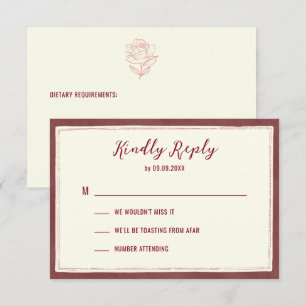 Heirloom Garden Burgundy Wedding Invitation, RSVP Card