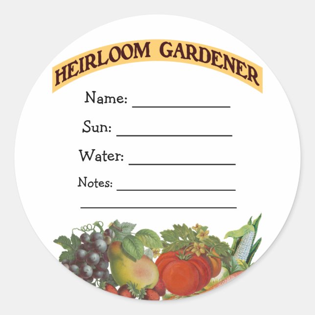 Heirloom Gardener Custom Seed Packet Stickers (Front)
