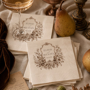 Heirloom Harvest Monogram Crest Fall Wedding Napkin