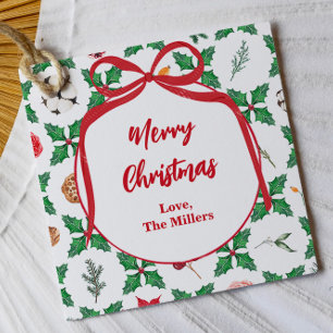 Heirloom Holly Personalized Merry Christmas Gift Favour Tags