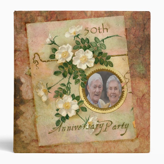 Heirloom Rose 50th Anniversary Personalized Photo Binder (Front)