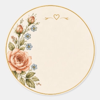 Heirloom Rose Garden Wedding Guest Name  Classic Round Sticker