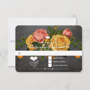 Heirloom Roses Chalkboard Typography RSVP Card