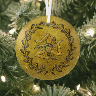 Heirloom Sicilian Trinacria Gold  Glass Ornament