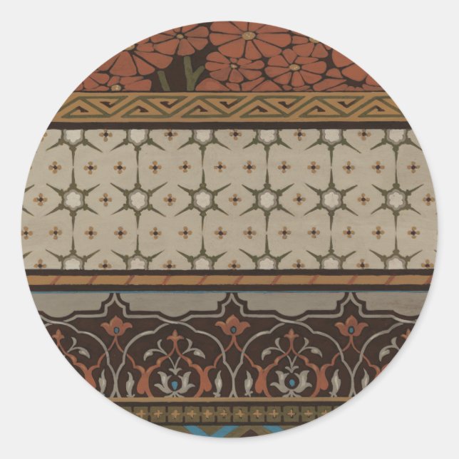 Heirloom Textile with Decorative Patterns Classic Round Sticker (Front)